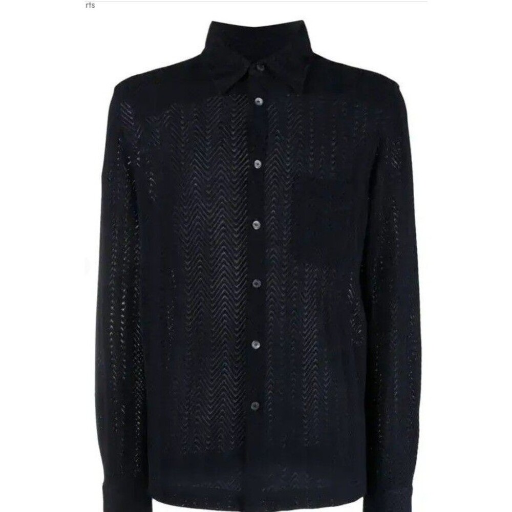 Mens Missoni Long Sleeve Chevron Zigzag Woven Striped Shirt Size 50 Black $1260